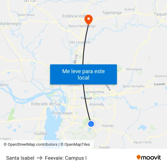 Santa Isabel to Feevale: Campus I map
