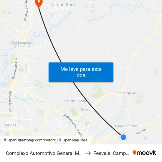 Complexo Automotivo General Motors to Feevale: Campus I map