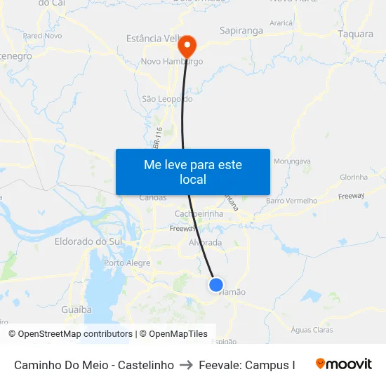 Caminho Do Meio - Castelinho to Feevale: Campus I map