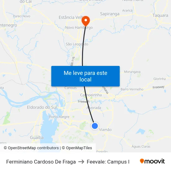 Ferminiano Cardoso De Fraga to Feevale: Campus I map