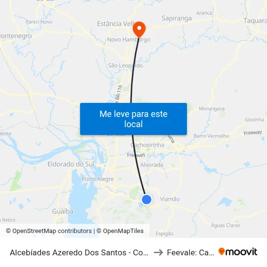 Alcebíades Azeredo Dos Santos - Condomínio Veneza to Feevale: Campus I map