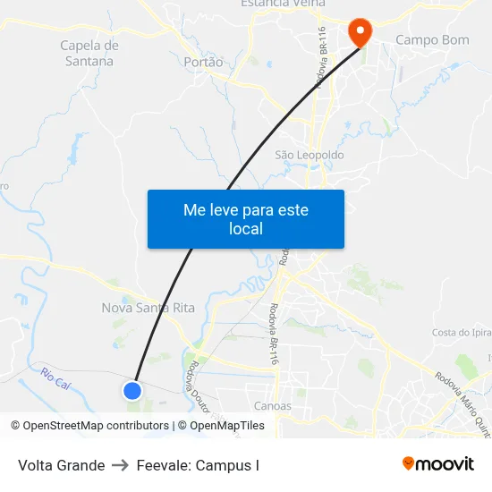 Volta Grande to Feevale: Campus I map