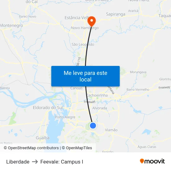 Liberdade to Feevale: Campus I map
