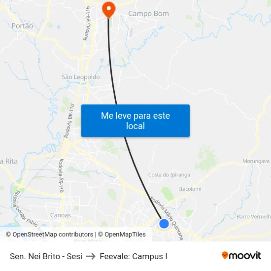 Sen. Nei Brito - Sesi to Feevale: Campus I map