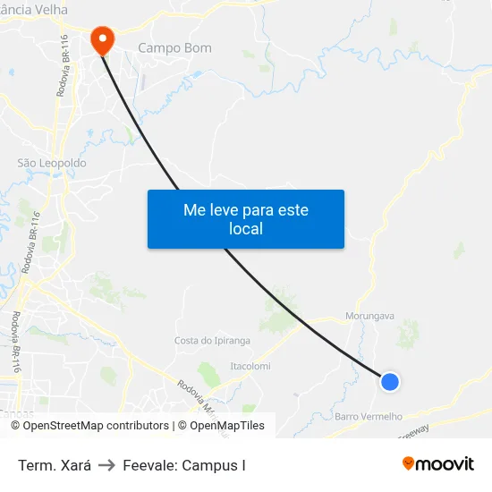 Term. Xará to Feevale: Campus I map