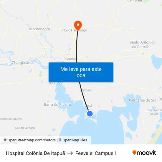 Hospital Colônia De Itapuã to Feevale: Campus I map