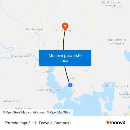 Estrada Itapuã to Feevale: Campus I map