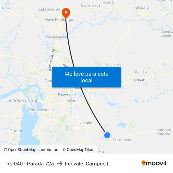 Rs-040 - Parada 72a to Feevale: Campus I map