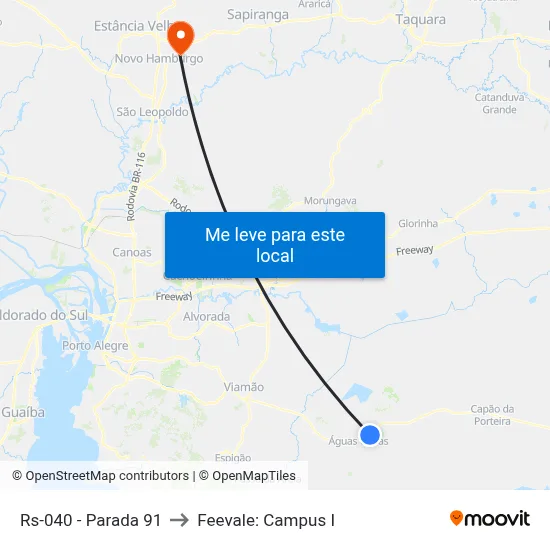 Rs-040 - Parada 91 to Feevale: Campus I map