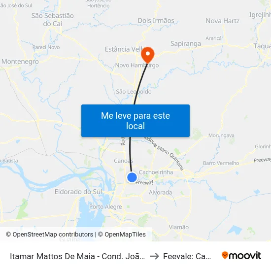 Itamar Mattos De Maia - Cond. João De Barro to Feevale: Campus I map