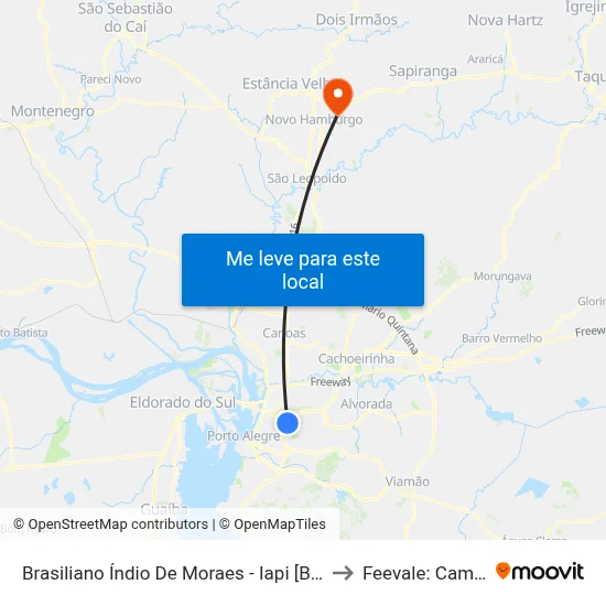 Brasiliano Índio De Moraes - Iapi [Bairro - Bc] to Feevale: Campus I map