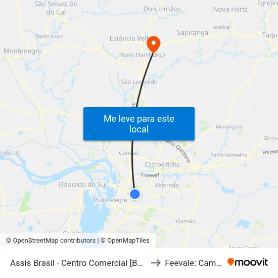 Assis Brasil - Centro Comercial [Bairro - Bc] to Feevale: Campus I map