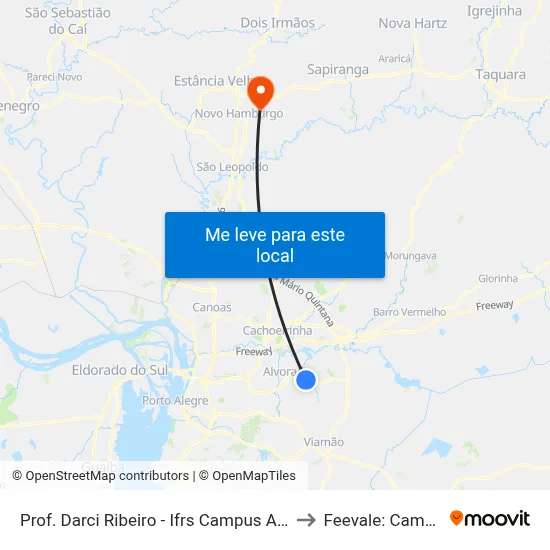 Prof. Darci Ribeiro - Ifrs Campus Alvorada to Feevale: Campus I map