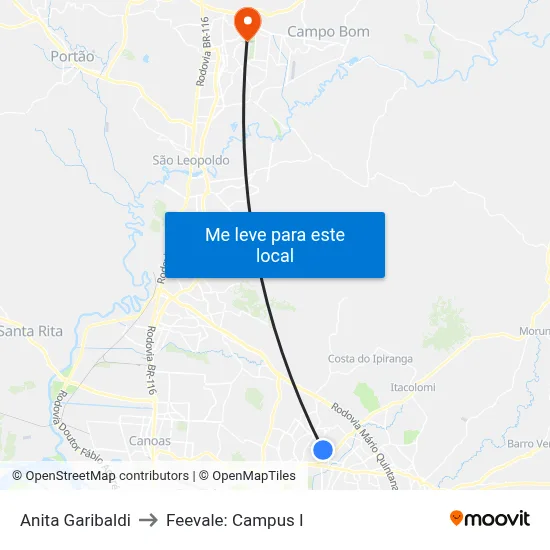 Anita Garibaldi to Feevale: Campus I map