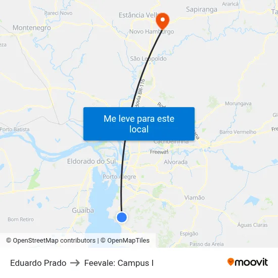 Eduardo Prado to Feevale: Campus I map