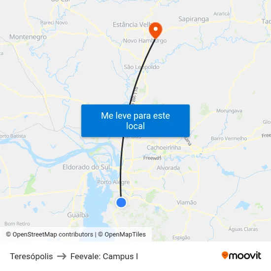 Teresópolis to Feevale: Campus I map