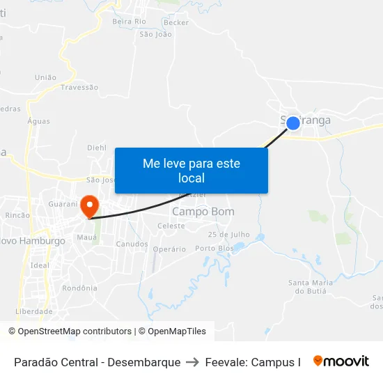 Paradão Central - Desembarque to Feevale: Campus I map