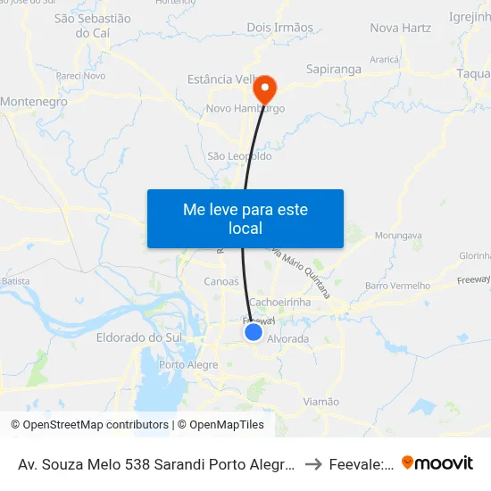 Av. Souza Melo 538 Sarandi Porto Alegre - Rio Grande Do Sul 91120-600 Brasil to Feevale: Campus I map