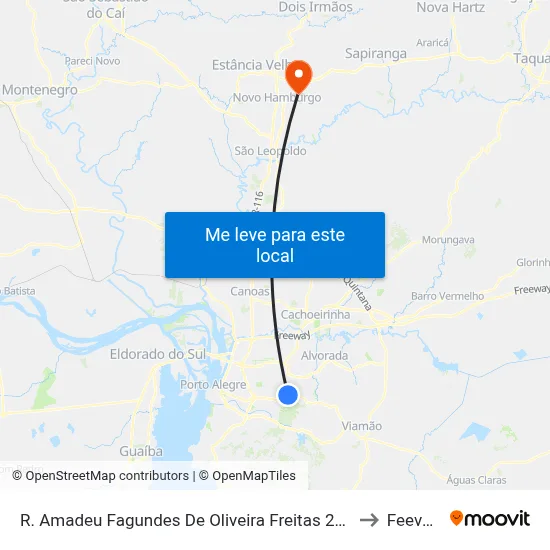 R. Amadeu Fagundes De Oliveira Freitas 255 Morro Santana Porto Alegre - Rio Grande Do Sul 91260-010 Brasil to Feevale: Campus I map