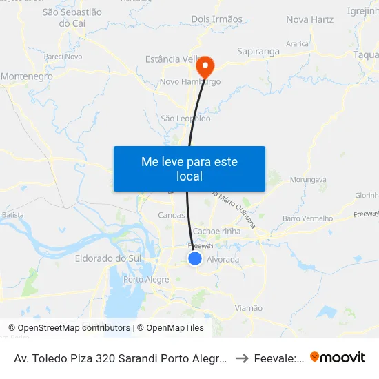 Av. Toledo Piza 320 Sarandi Porto Alegre - Rio Grande Do Sul 91120-300 Brasil to Feevale: Campus I map