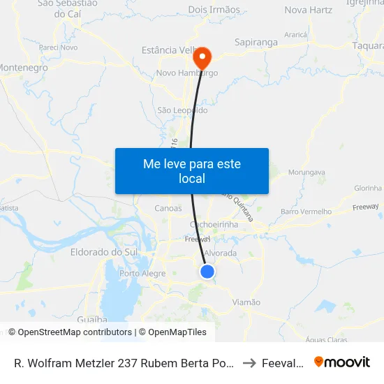 R. Wolfram Metzler 237 Rubem Berta Porto Alegre - Rio Grande Do Sul 91250-320 Brasil to Feevale: Campus I map