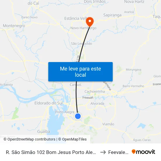 R. São Simão 102 Bom Jesus Porto Alegre - Rio Grande Do Sul 91420-560 Brasil to Feevale: Campus I map