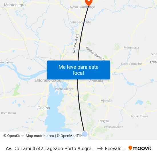Av. Do Lami 4742 Lageado Porto Alegre - Rio Grande Do Sul 91782-701 Brasil to Feevale: Campus I map