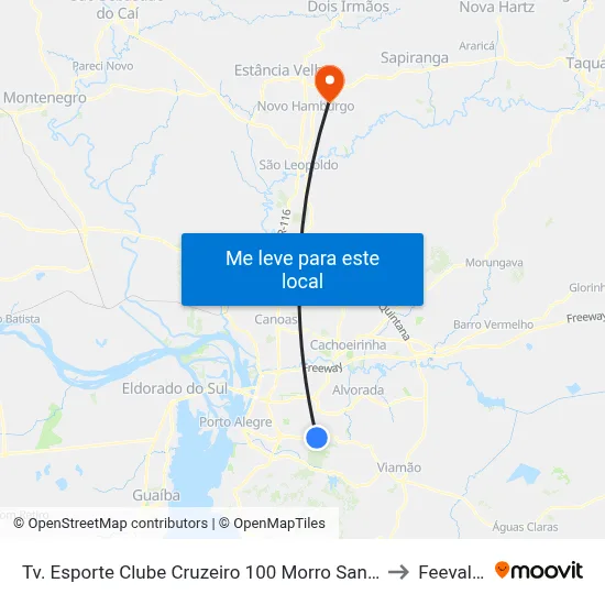 Tv. Esporte Clube Cruzeiro 100  Morro Santana Porto Alegre - Rio Grande Do Sul 91450-271 Brasil to Feevale: Campus I map
