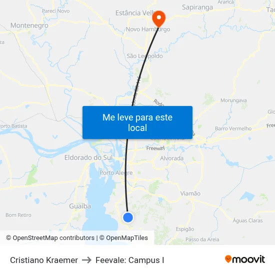 Cristiano Kraemer to Feevale: Campus I map