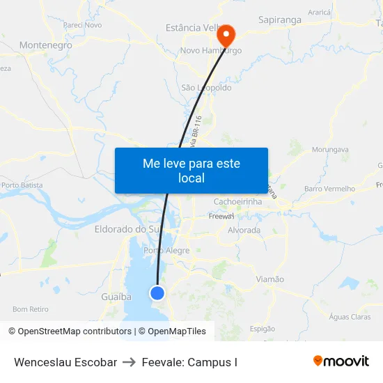 Wenceslau Escobar to Feevale: Campus I map