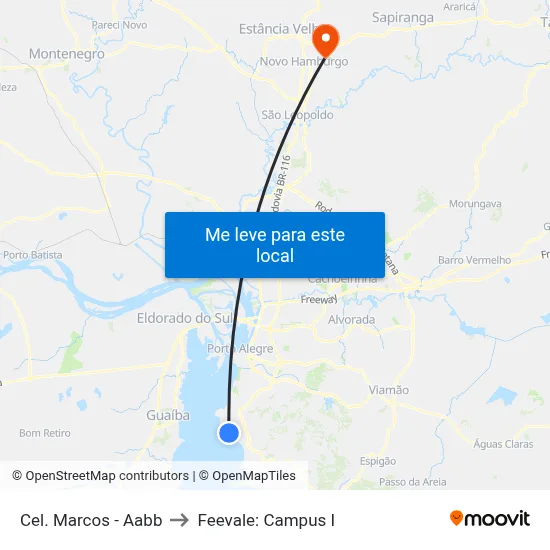 Cel. Marcos - Aabb to Feevale: Campus I map