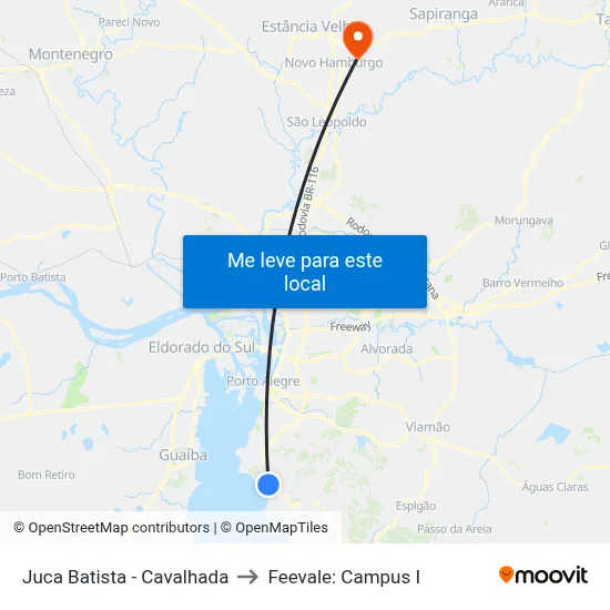 Juca Batista - Cavalhada to Feevale: Campus I map