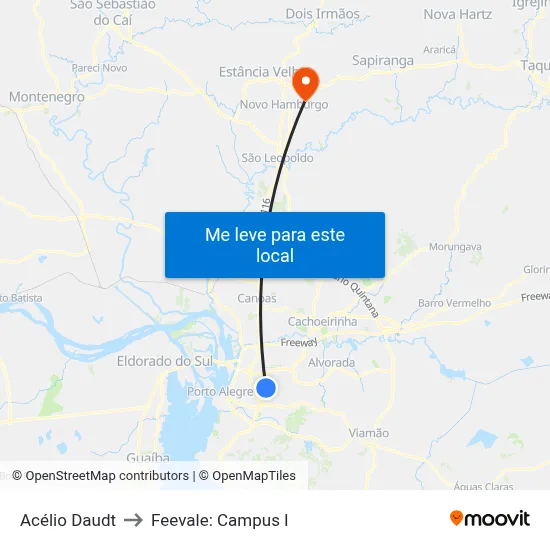Acélio Daudt to Feevale: Campus I map