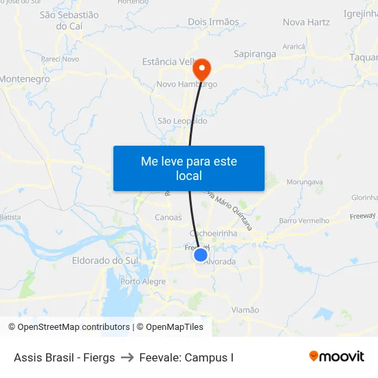 Assis Brasil - Fiergs to Feevale: Campus I map