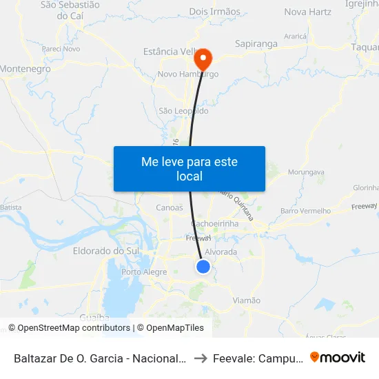 Baltazar De O. Garcia - Nacional Bc to Feevale: Campus I map