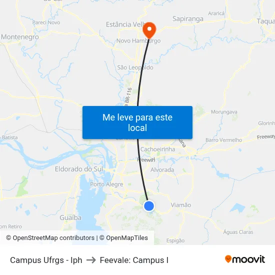 Campus Ufrgs - Iph to Feevale: Campus I map