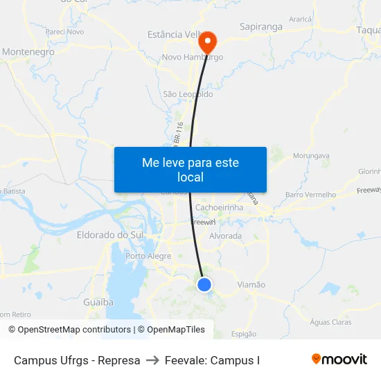 Campus Ufrgs - Represa to Feevale: Campus I map