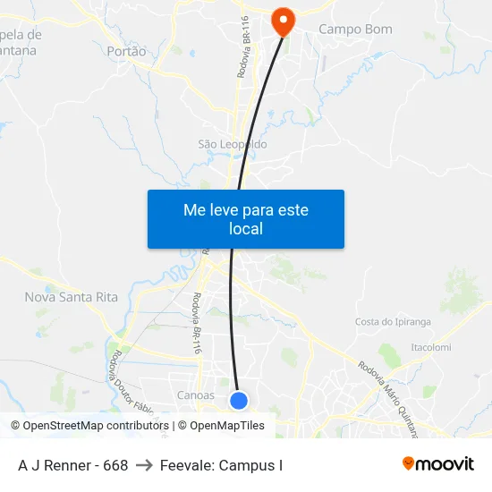 A J Renner - 668 to Feevale: Campus I map