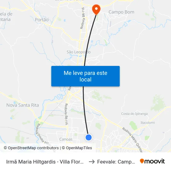 Irmã Maria Hiltgardis - Villa Florença to Feevale: Campus I map