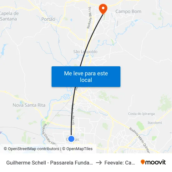 Guilherme Schell - Passarela Fundação Cultural to Feevale: Campus I map