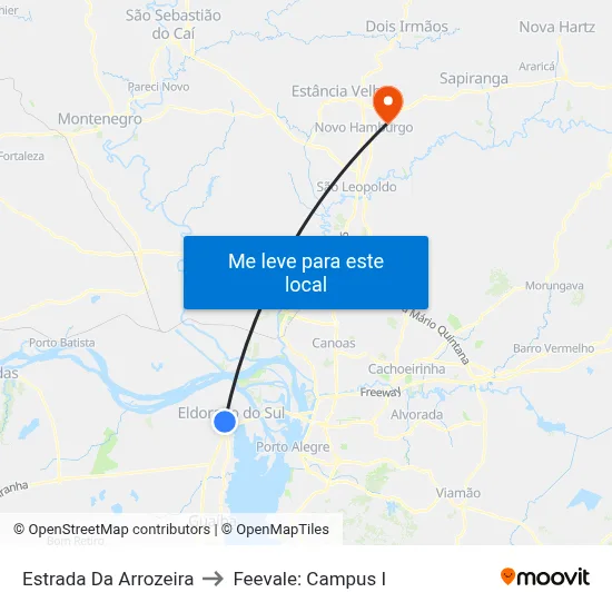 Estrada Da Arrozeira to Feevale: Campus I map
