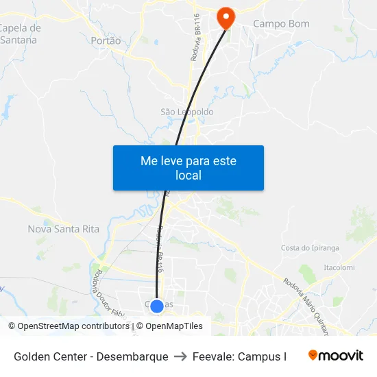 Golden Center - Desembarque to Feevale: Campus I map