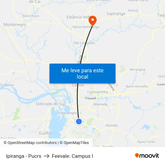 Ipiranga - Pucrs to Feevale: Campus I map