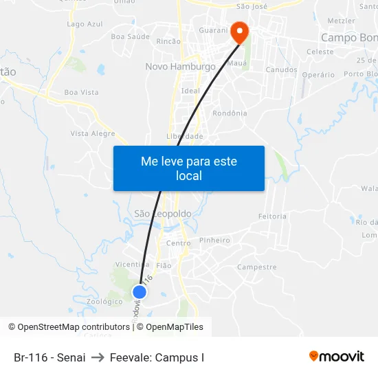 Br-116 - Senai to Feevale: Campus I map