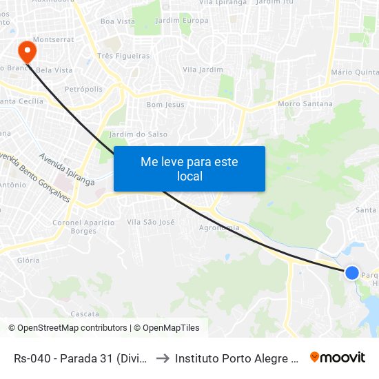 Rs-040 - Parada 31 (Divisa Porto Alegre) to Instituto Porto Alegre Unidade Central map