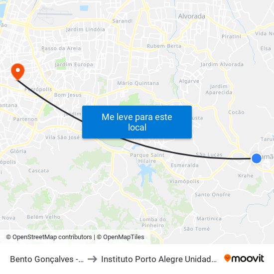 Bento Gonçalves - Ceee to Instituto Porto Alegre Unidade Central map