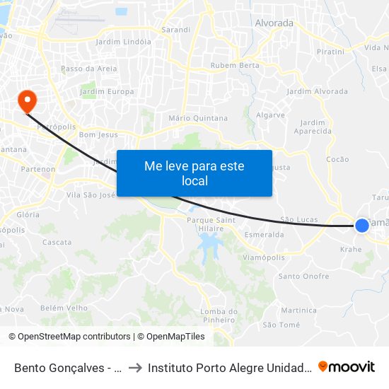 Bento Gonçalves - Fórum to Instituto Porto Alegre Unidade Central map