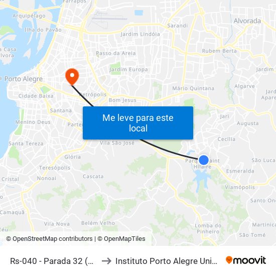Rs-040 - Parada 32 (Liberdade) to Instituto Porto Alegre Unidade Central map
