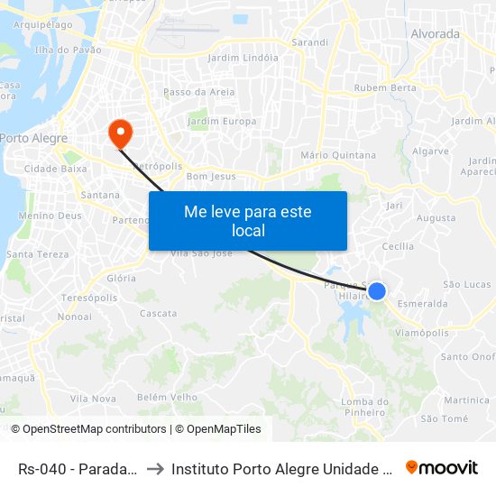 Rs-040 - Parada 35a to Instituto Porto Alegre Unidade Central map