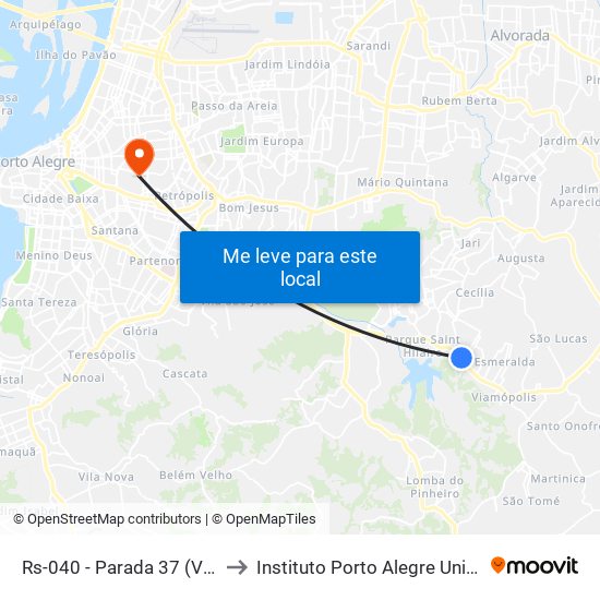 Rs-040 - Parada 37 (Vila Gaúcha) to Instituto Porto Alegre Unidade Central map